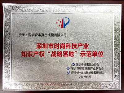 香蕉视频污污下载五金真空电镀厂家荣誉-时尚科技产业知识产权“战略落地”示范单位